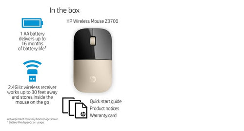 HP Z3700 Gold Wireless Mouse HP Z3700 Gold Wireless Mouse